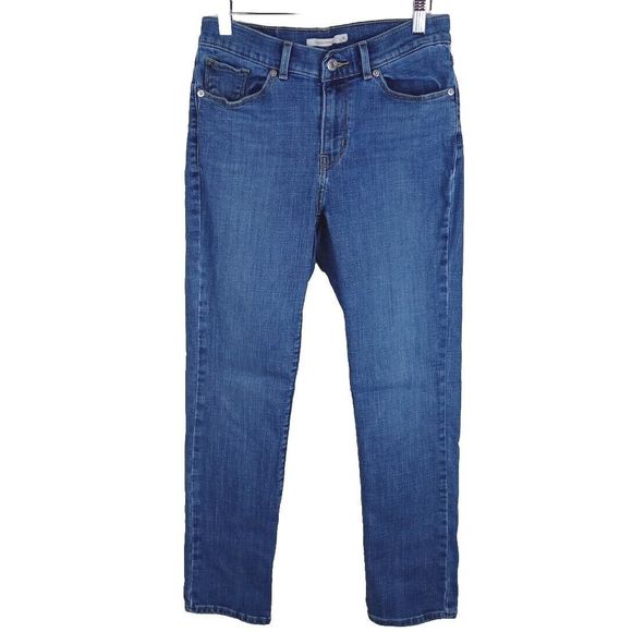 Levi's Jeans Classic Straight Womens Size 6 Medium Wash Stretch Denim Orange Tab - Picture 2 of 10